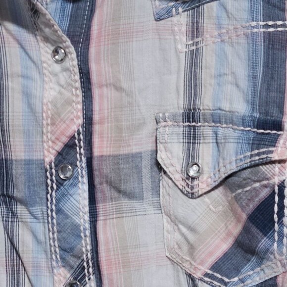 Ariat Fitted Plaid Long Sleeve Shirt Womens Size Large Western Snap Button - Picture 4 of 6